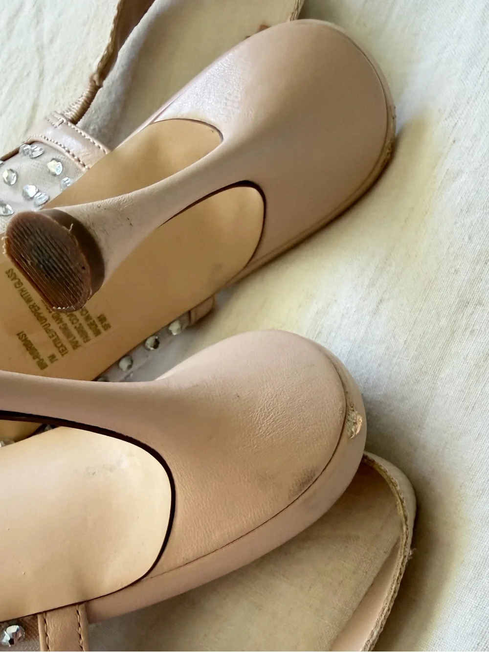 Steve Madden Diamond Rhinestone and Nude Mesh Stiletto Heels - SIZE 7